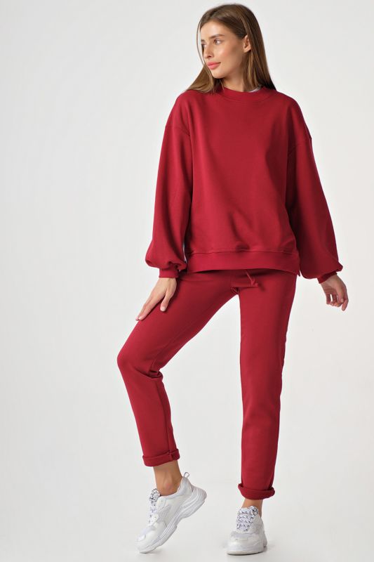 Garnet cotton knitted pants suit