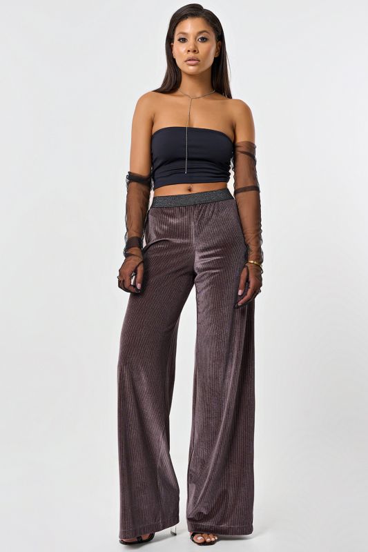 Cappuccino jersey velvet straight pants