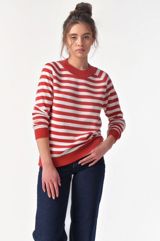 Red terracotta striped loose knit sweater