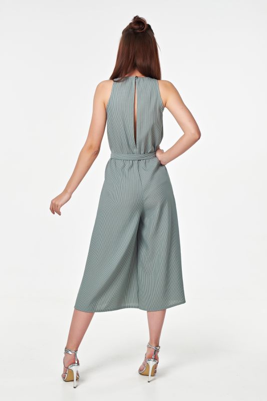 Summer loose striped jumpsuit on light green