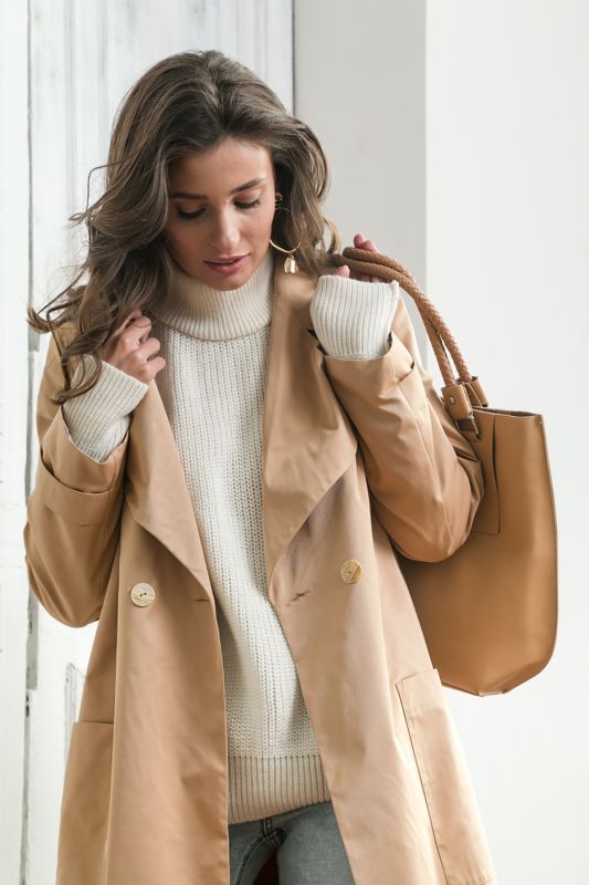 Classic long beige trench