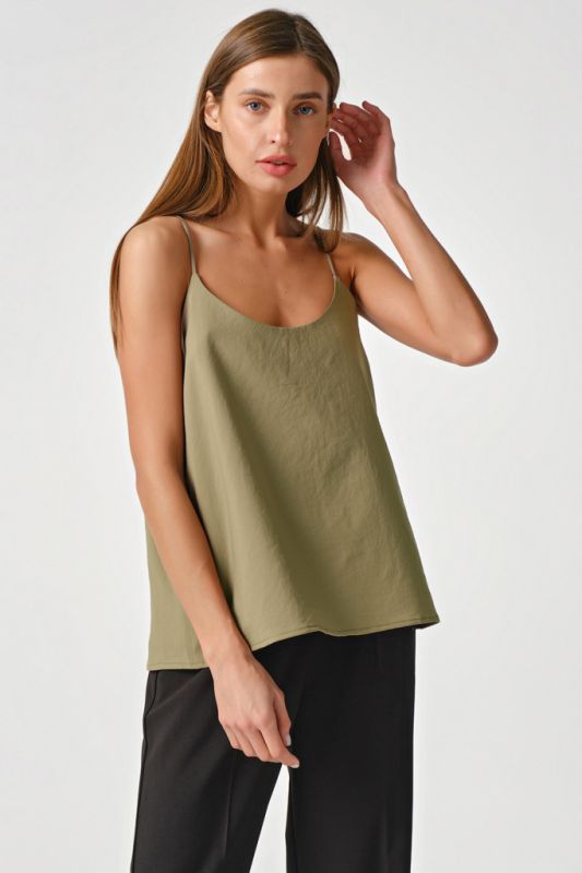 Free top with thin khaki straps