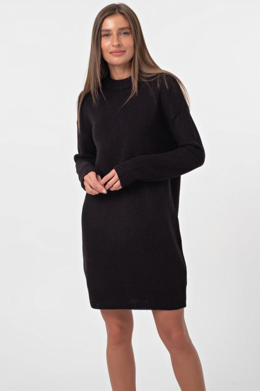 Short wool knitted dress black