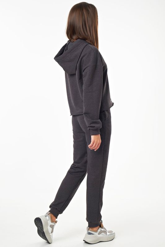 Sporty knitted cotton hooded sweatsuit gray