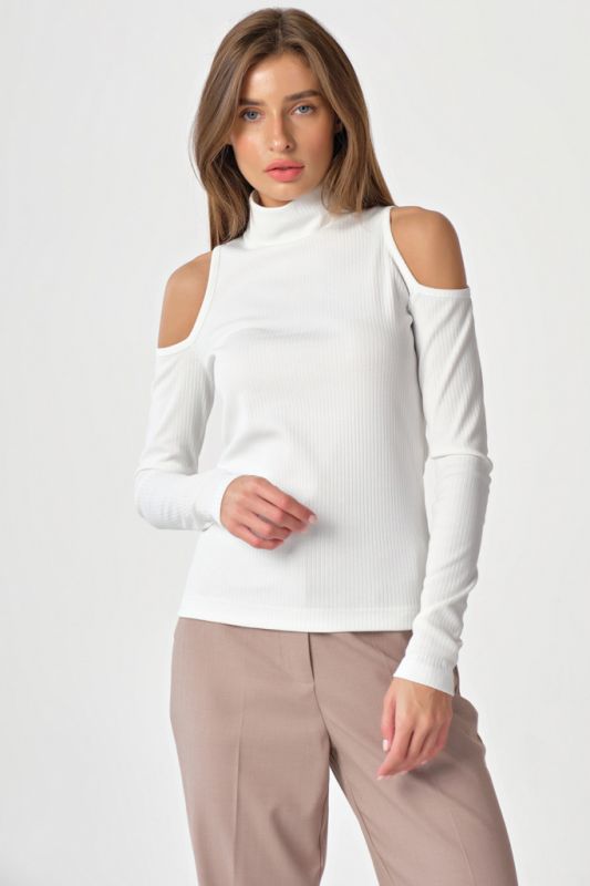 Longsleeve knit with open shoulders in milk color