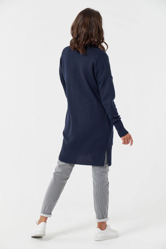 Knitted wool cardigan with pockets blue