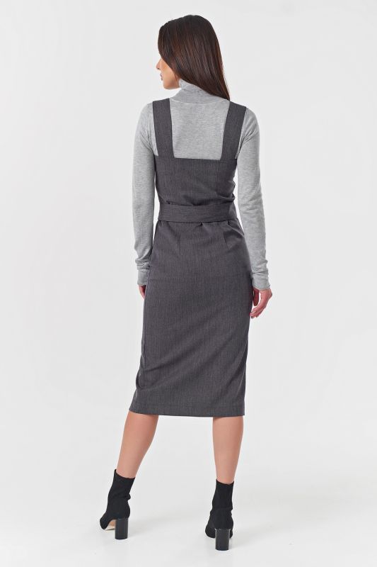 Office sundress with buttons on the front dark gray