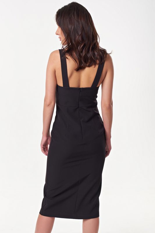 Wide Straps Office Dress Black