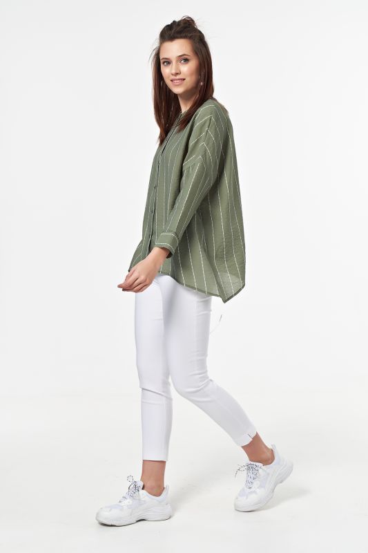 Free striped button down blouse on khaki