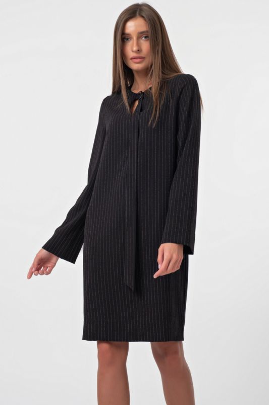 Casual straight striped dress on black