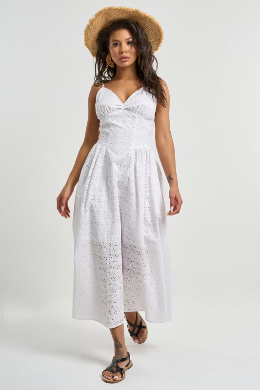 Summer sundress with imitation lace white