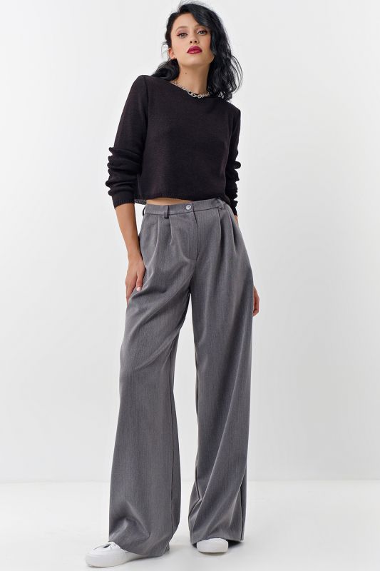 Grey palazzo pants with high waist