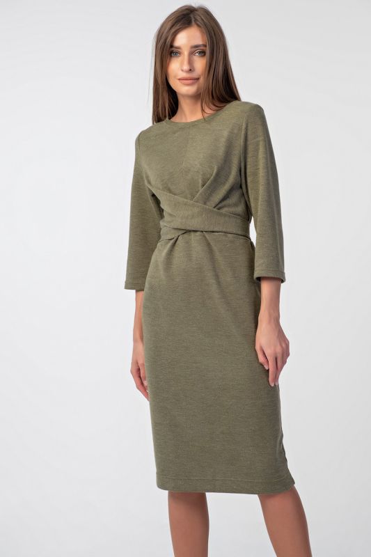 Khaki fitted knitted dress