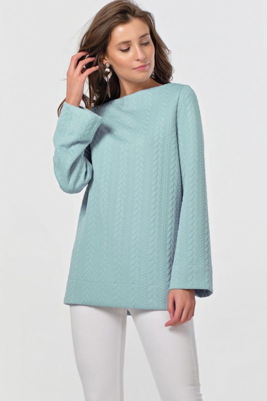 Long sleeve loose knitted tunic in mint color