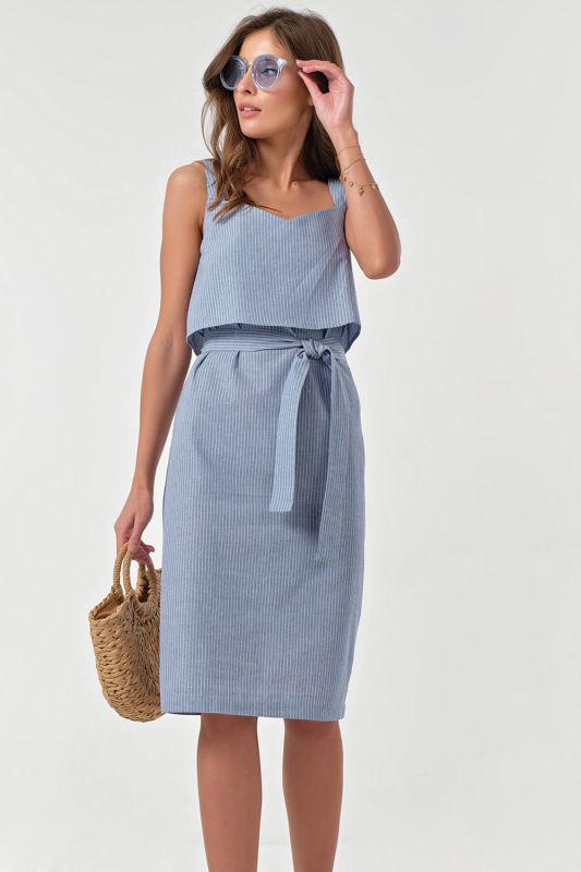 Lightweight striped cotton wide-strapped sundress on blue