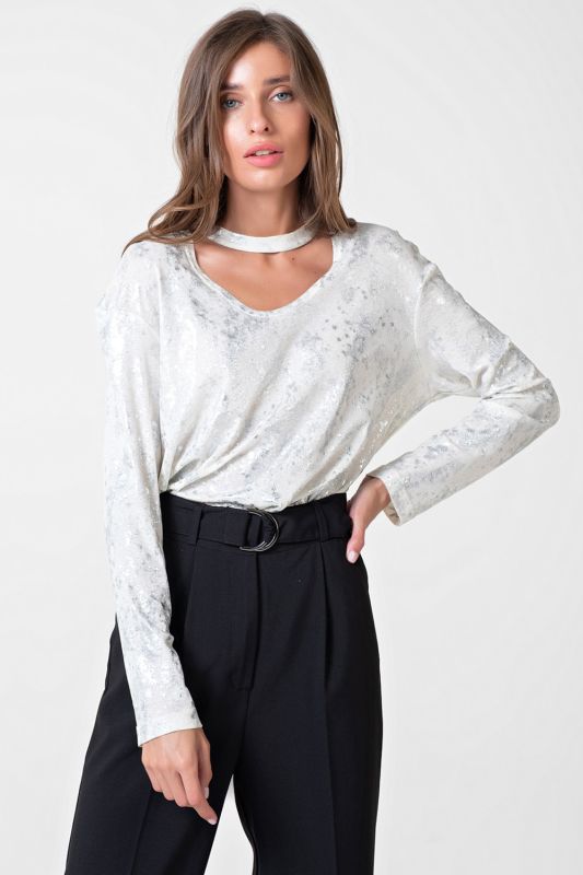 Milk shiny knitted dress blouse