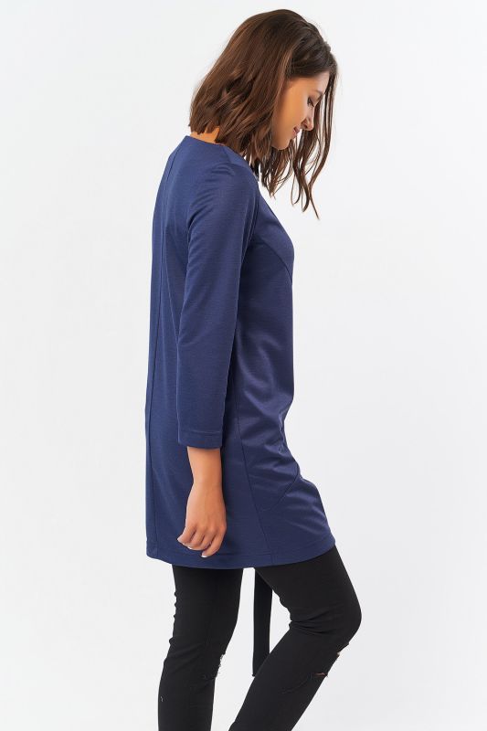 Knitted straight tunic for office dark blue