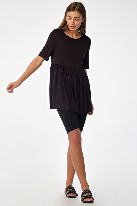 Black viscose long summer T-shirt