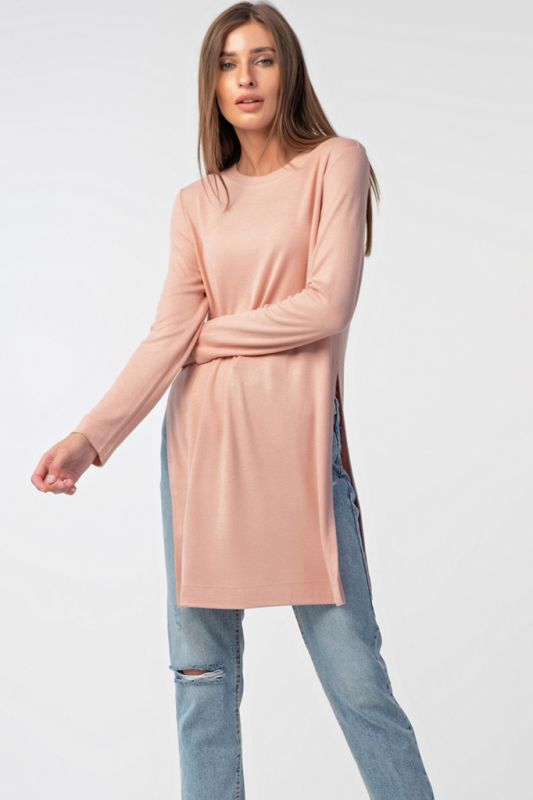 Peach knitted tunic with slits on sides