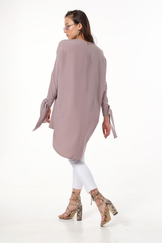 Long-sleeve flared blouse with long sleeves gray-beige