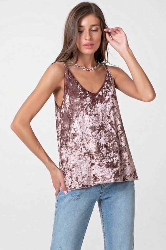 Velvet strappy top in dusty pink