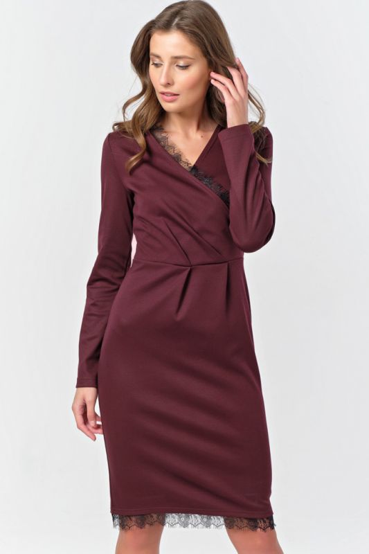 Dark maroon dress with a flap on the chest