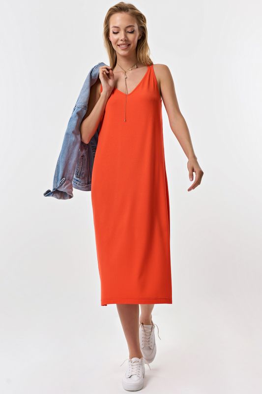 Orange knitted summer midi dress