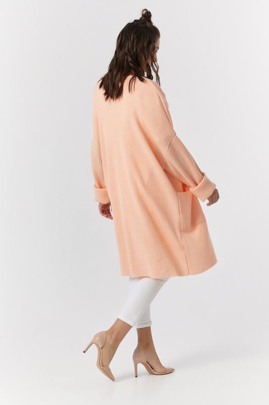 Peach long crochet over-size cardigan