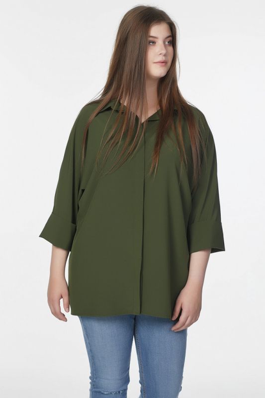 Oversize office blouse in large size green