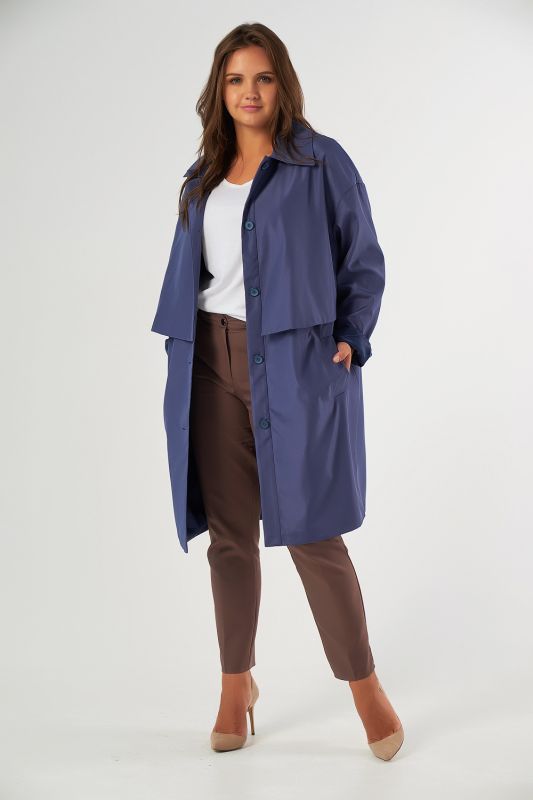 Long summer raincoat large size gray-blue