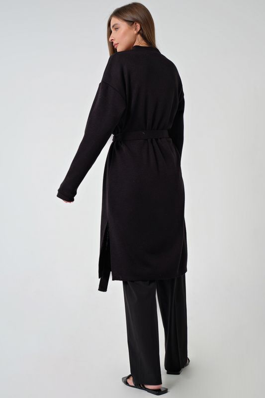 Long knitted cardigan with buttons black