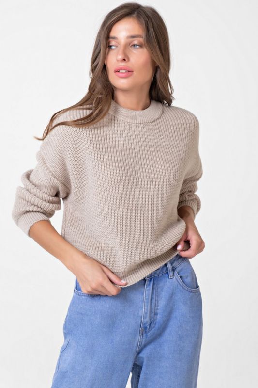 Warm beige over-size knitted over-size sweater