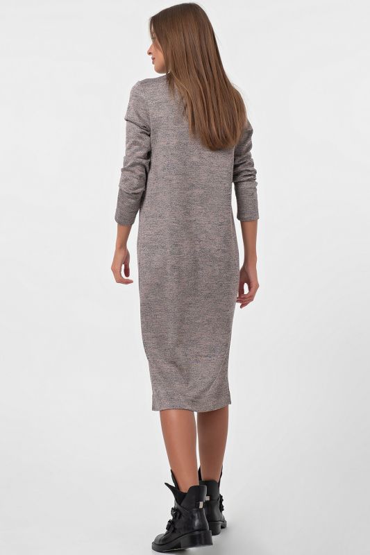 Warm dress with long sleeves gray-pink melange