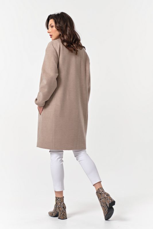 Beige straight wool demi coat