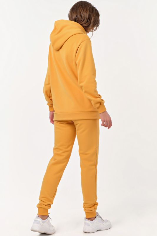 Yellow sports pants suit with knitted hoodie