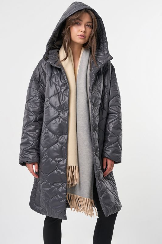 Hooded Quilted Coat Graphite