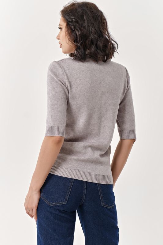 Short sleeve wool knitted sweater gray melange