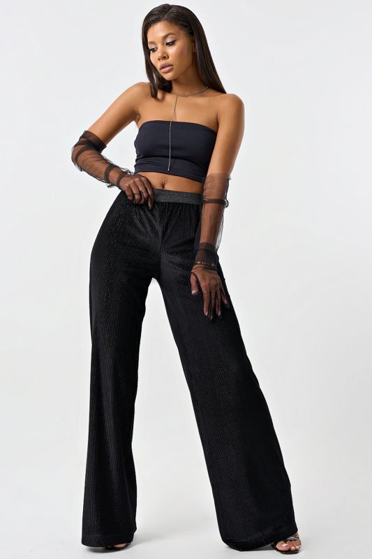 Black knitted velvet pants