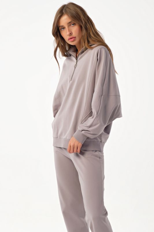 Oversize sports suit with jersey pants gray