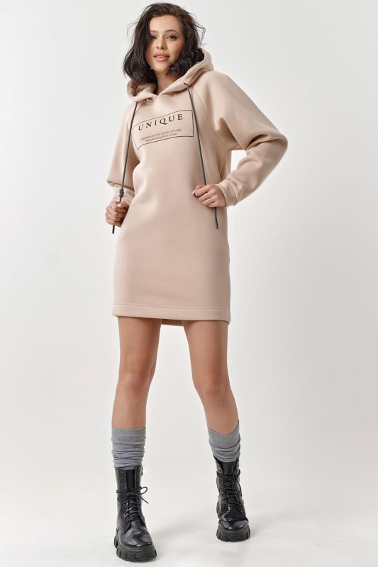 Beige fouter dress with fleece