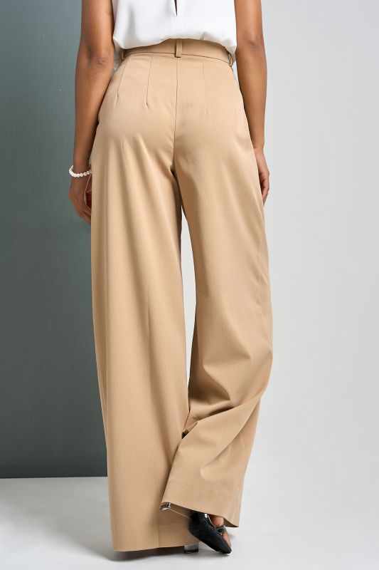 Beige palazzo pants with high waist