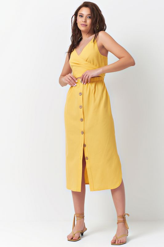 Cotton dress with cut-off waist yellow