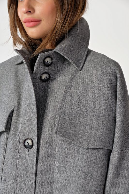 Long wool shirt coat gray