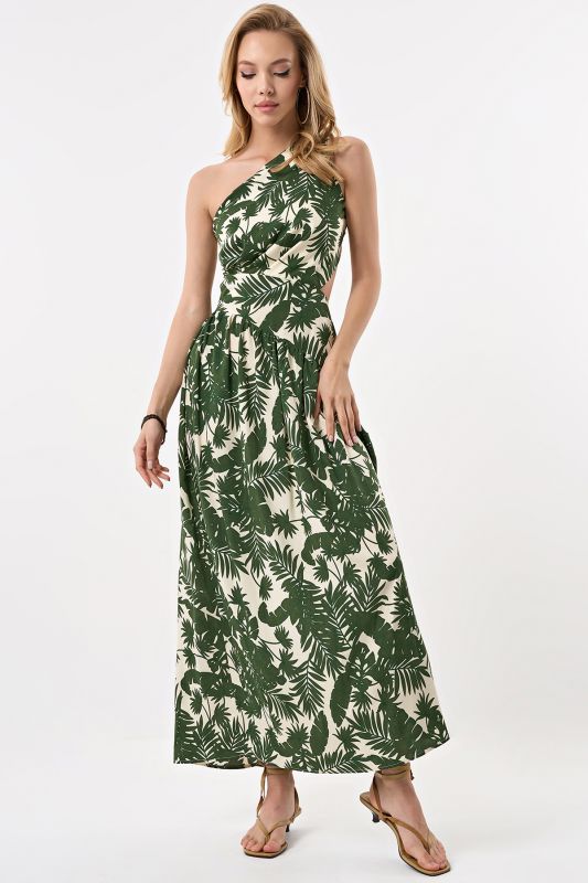 Summer maxi dress with open back made of viscose jungle on vanilla