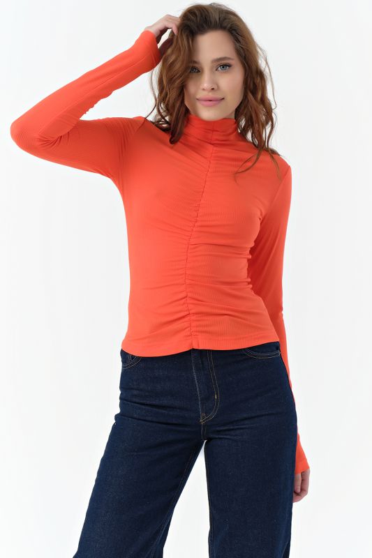 Turtleneck knitted turtleneck with neck orange