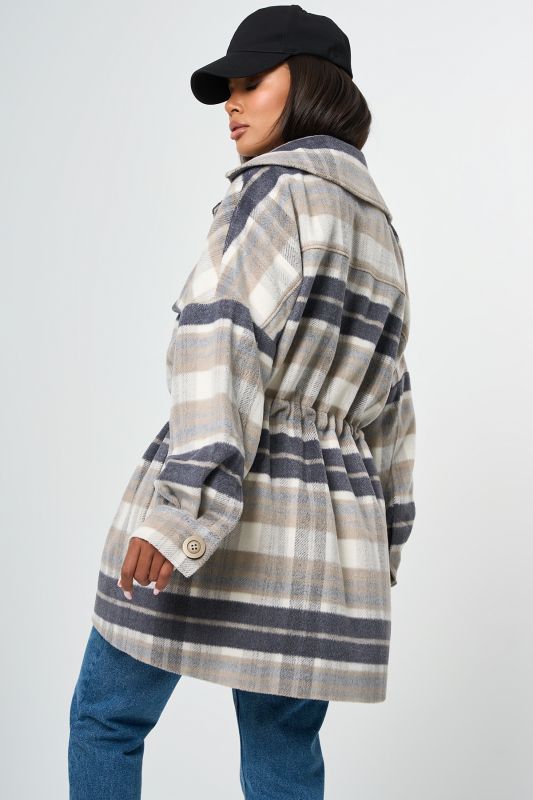 Coat with lining with plaid plaid placket