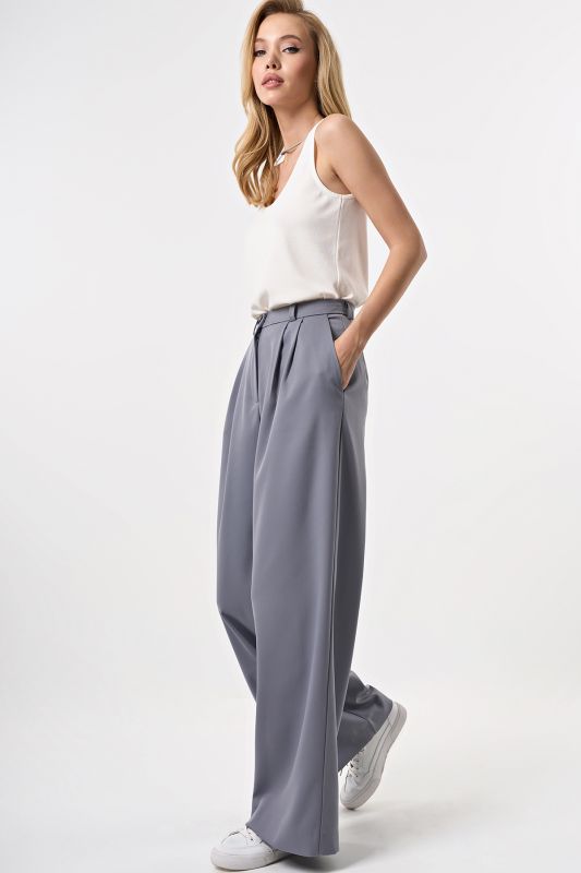 Pants palazzo with high waist gray