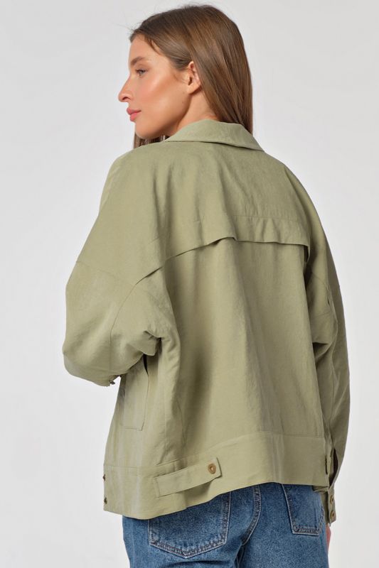 Oversize windbreaker with khaki cotton pockets