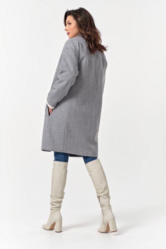 Wool straight demi coat gray