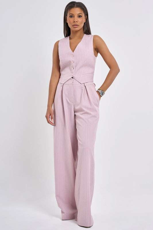 Milk pink pinstriped suit vest